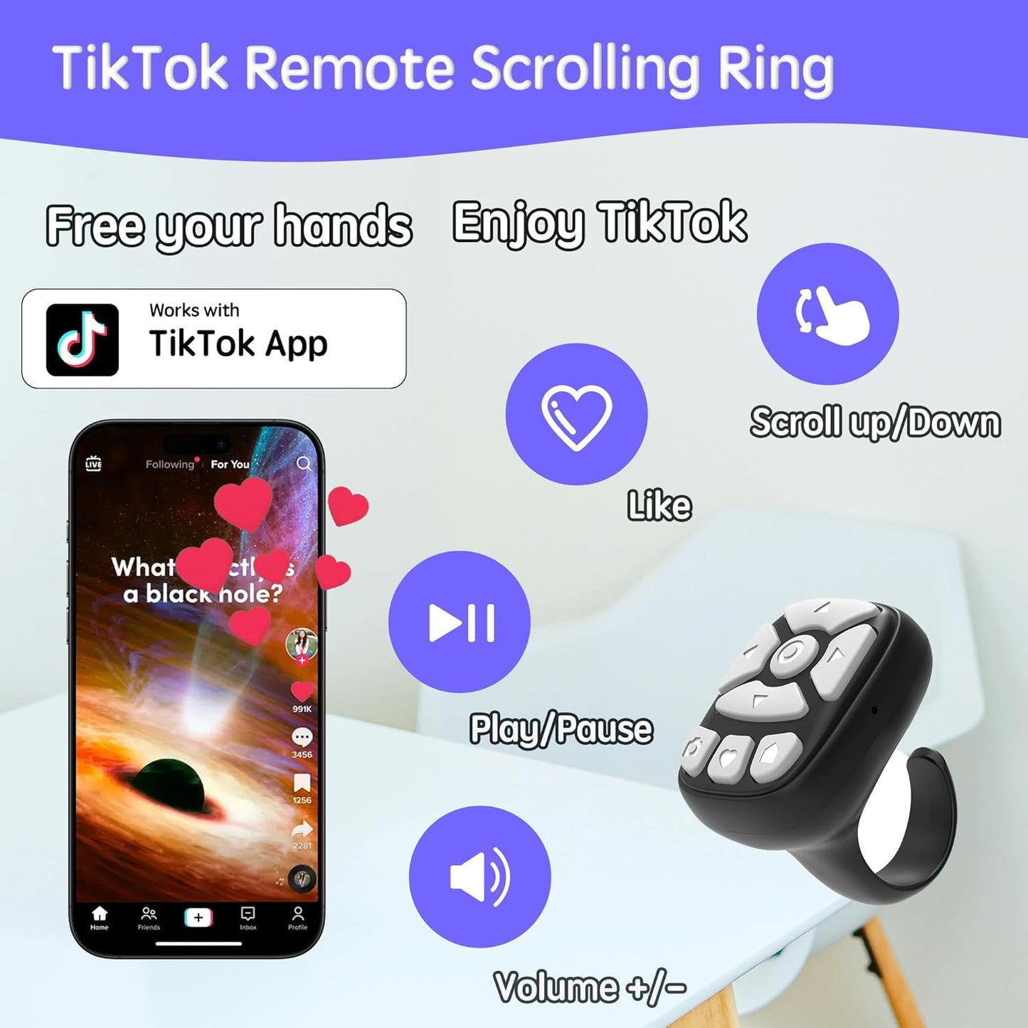 TikTok Scrolling Ring Remote